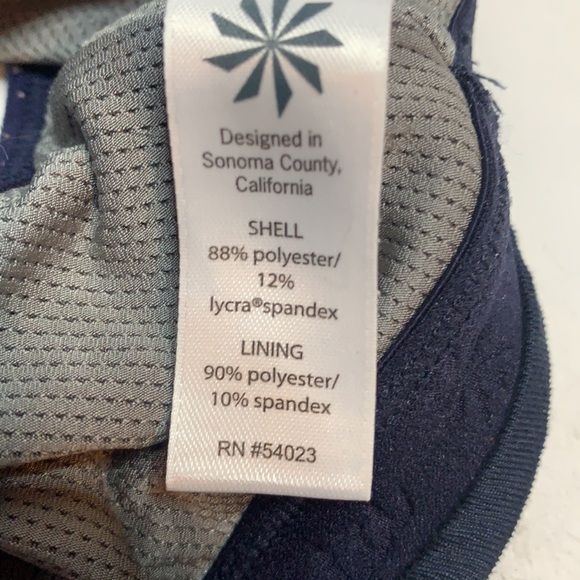 Athleta Triple Dare Racerback Navy Gray White Sports Bra W-120 Size Small - Picture 6 of 8